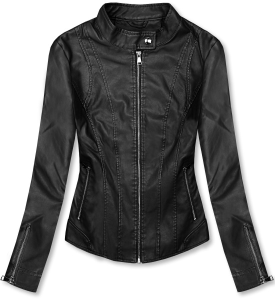 Černá basic koženková bunda