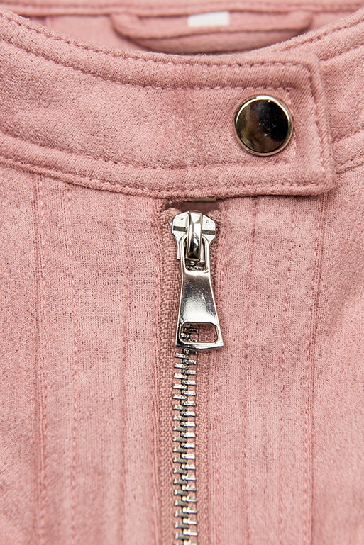 Růžová semišová bunda