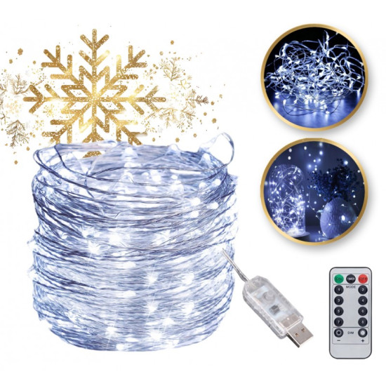 Vánoční světla - 200 LED, 20m, bílá