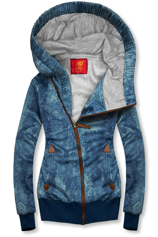 Tmavě modrá mikina s asymetrickým zipem