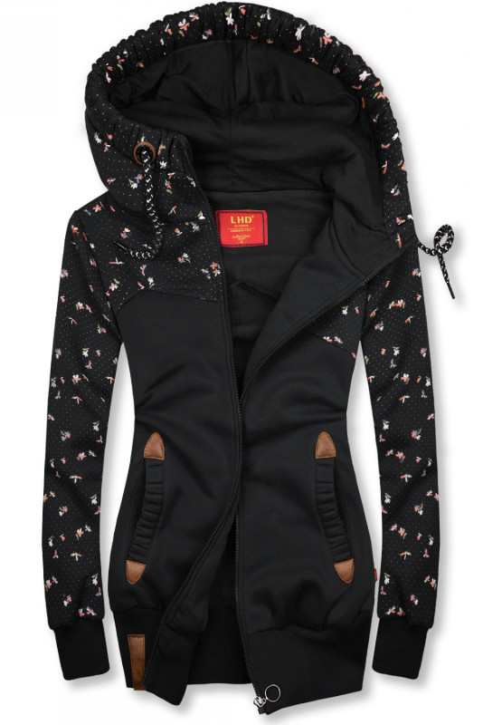 Černá mikina s květinovým vzorem