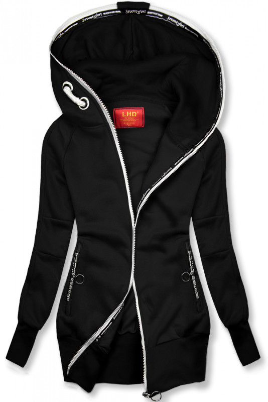 Černá mikina ve sportovním designu