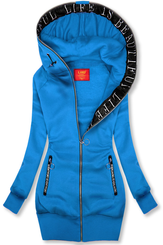 Pařížská modrá mikina se saténovým lemem