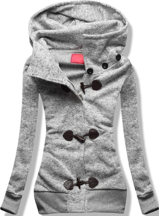 Bílo šedá mikina D049