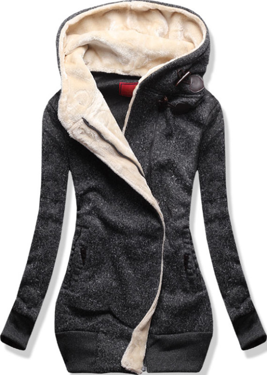 Černo šedá mikina D059