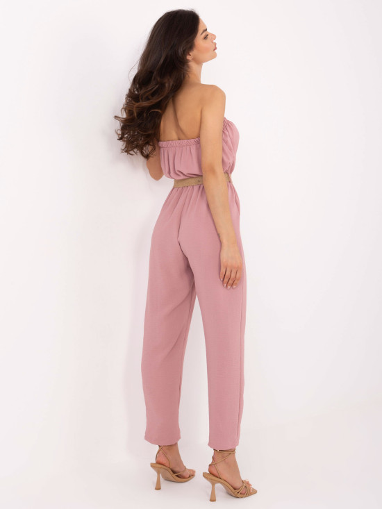 Růžový overal s páskem RUE PARIS