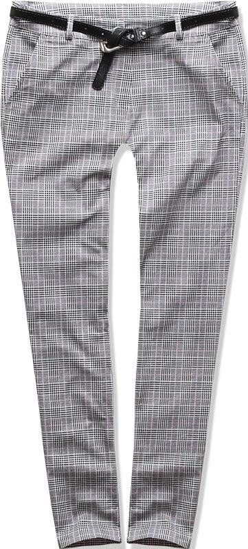 Šedo-růžové kárované kalhoty