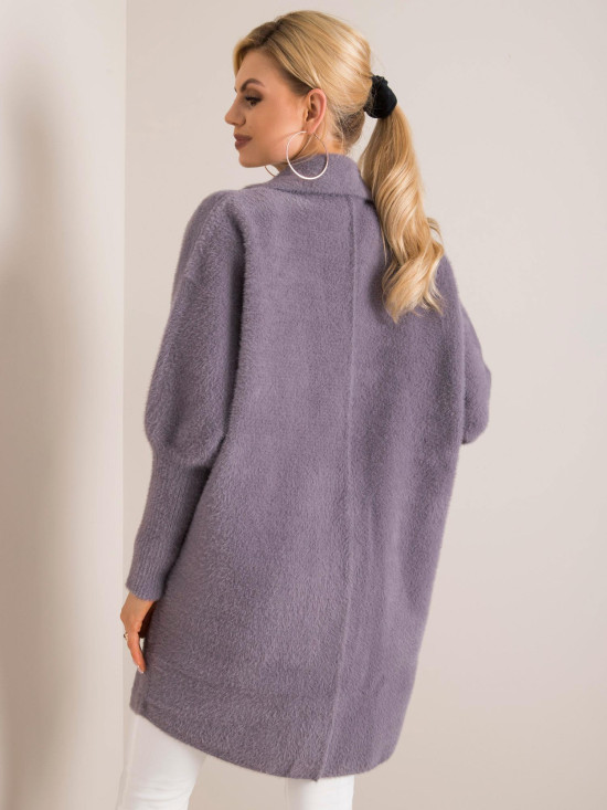 Tmavě šedý přechodný kabát fluffy