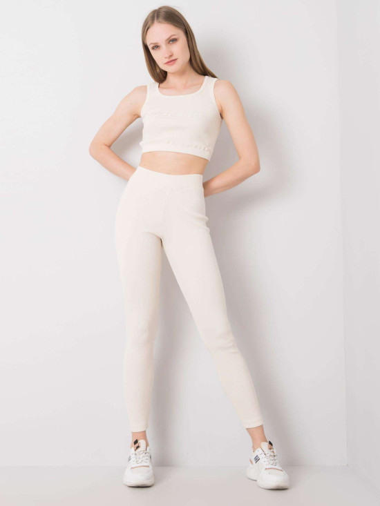 Ecru pruhovaný sportovní komplet FOR FITNESS