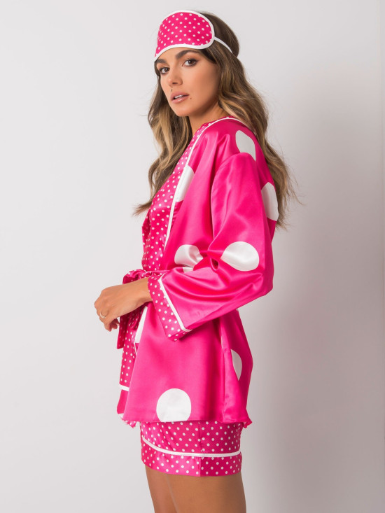 Fuchsiový pyžamový komplet s puntíky