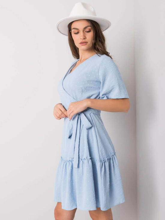 Modré šaty s vázáním