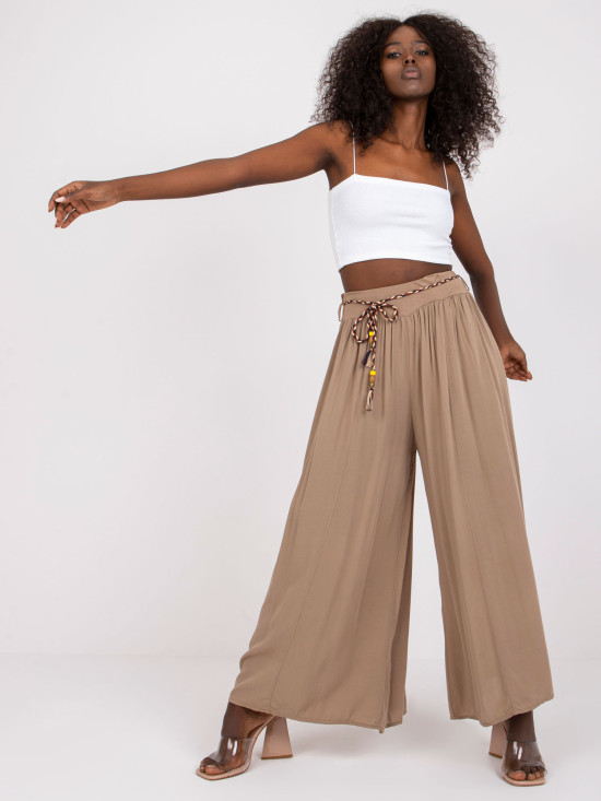 Tmavěbéžové palazzo kalhoty z viskózy