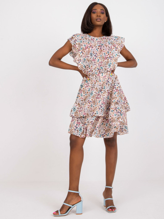 Béžové květinové šaty