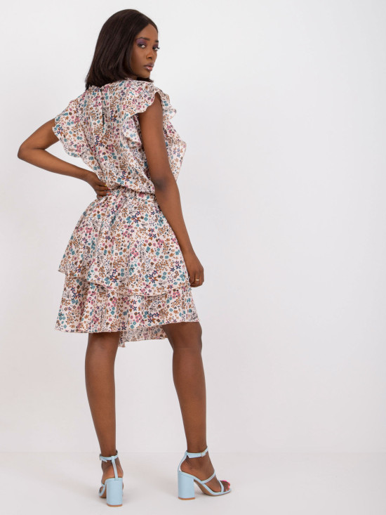 Béžové květinové šaty