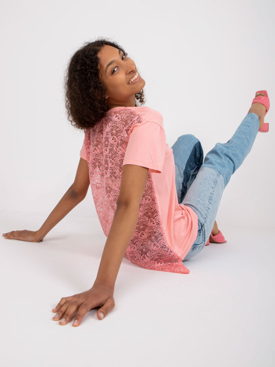 Stylová blůza s V výstřihem v růžové