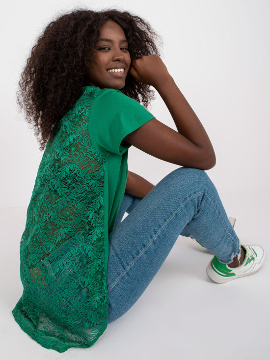 Stylová blůza s V výstřihem v tmavě zelené