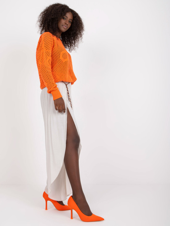 Stylové světle béžové kalhoty s vysokým pasem