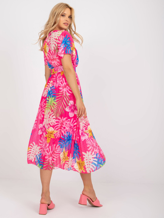 Elegantní midi šaty v tmavě růžové