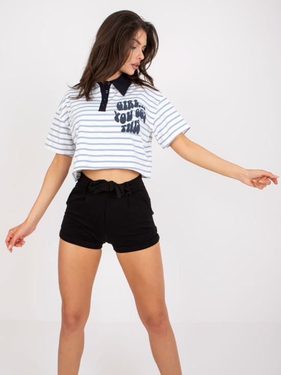 Bílá pruhovaná blůza s krátkým rukávem