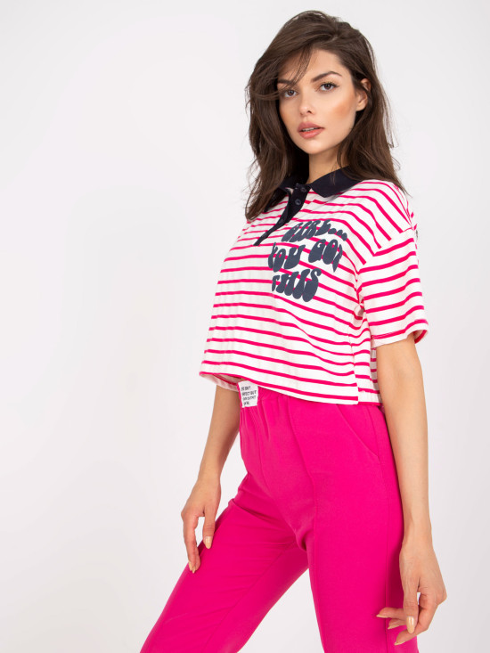 Pohodlná růžová blůza s krátkým rukávem