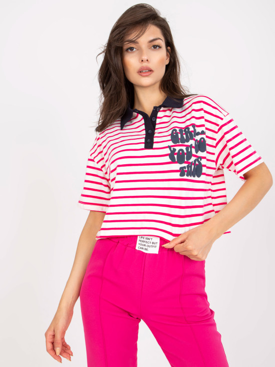 Pohodlná růžová blůza s krátkým rukávem