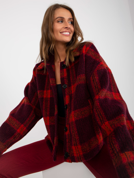 Bordó dámská košile v kostkovaném vzoru