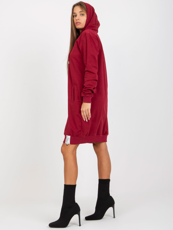 Bordó teplákové šaty s kapucí