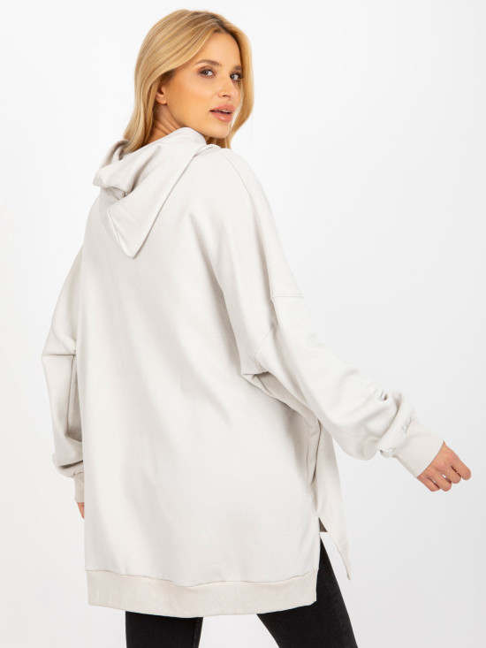 Šedá dlouhá oversize mikina s kapucí
