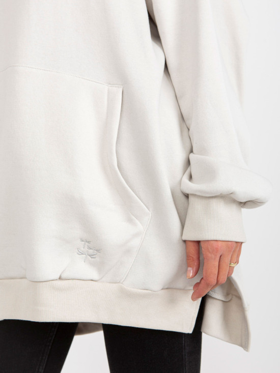 Šedá dlouhá oversize mikina s kapucí