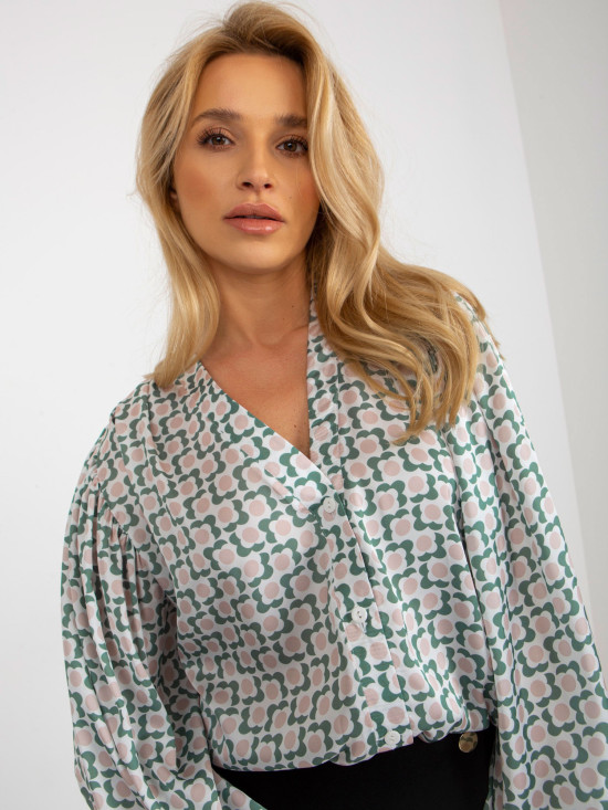 Bílo-bežová košile s potiskem z imitace saténu