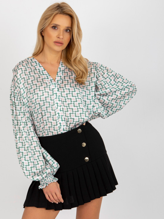 Bílo-bežová košile s potiskem z imitace saténu