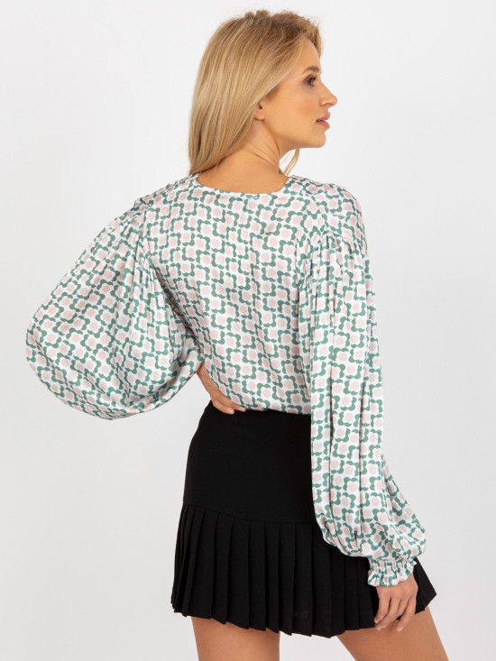 Bílo-bežová košile s potiskem z imitace saténu