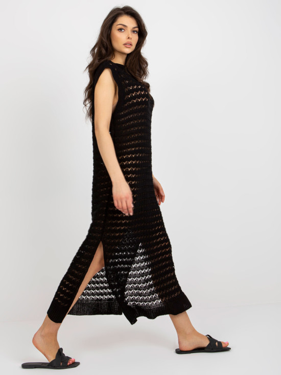 Černé ažurové maxi šaty bez rukávů