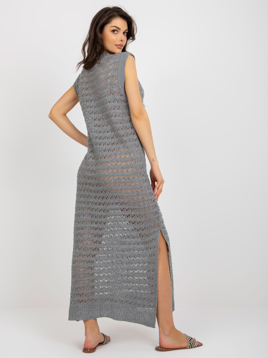 Šedé letní maxi šaty z pleteniny