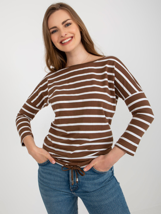 Hnědo-bílé bavlněné tričko