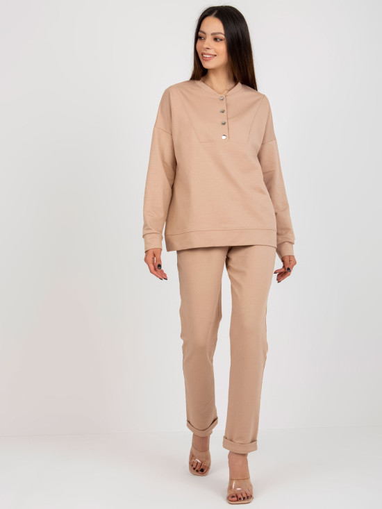 Hnědý casual komplet s mikinou