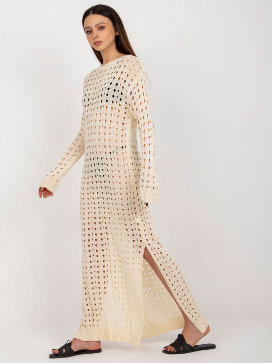 Světle béžové letní pletené šaty