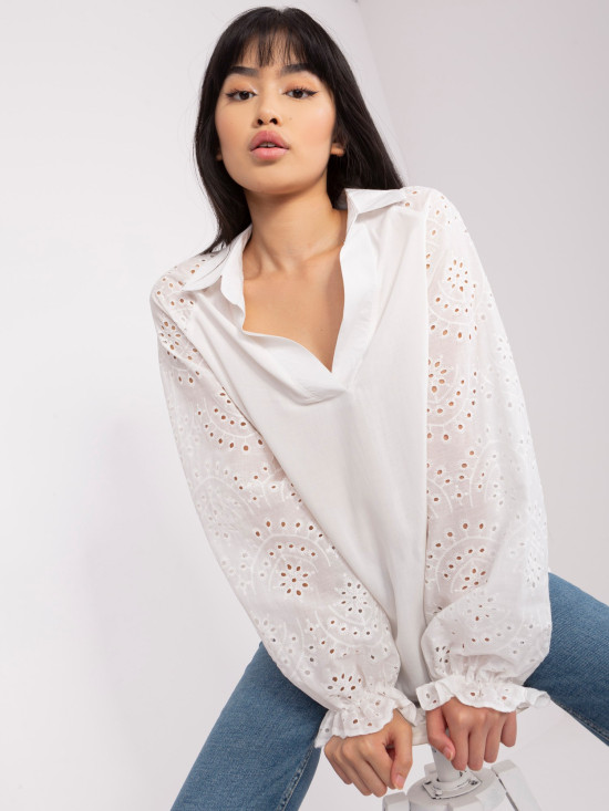 Ecru dámská halenka s límečkem