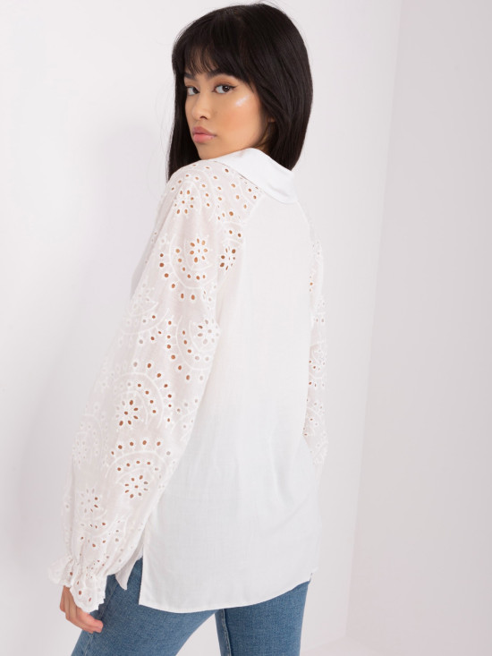 Ecru dámská halenka s límečkem