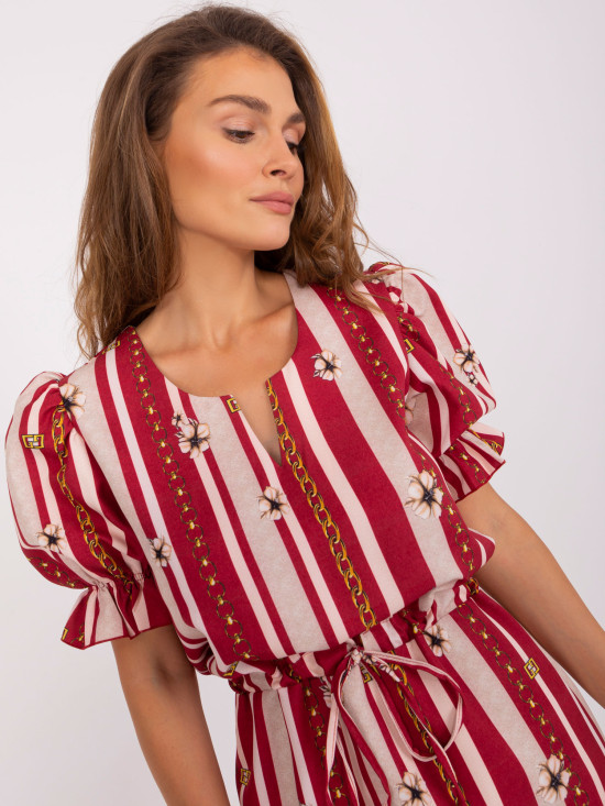 Bordó midy šaty s potiskem