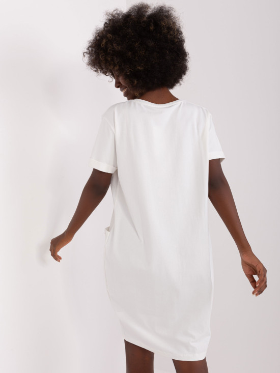 Ecru basic bavlněné šaty s kapsami