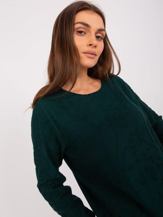 Tmavě zelený dámský klasický svetr s bavlnou