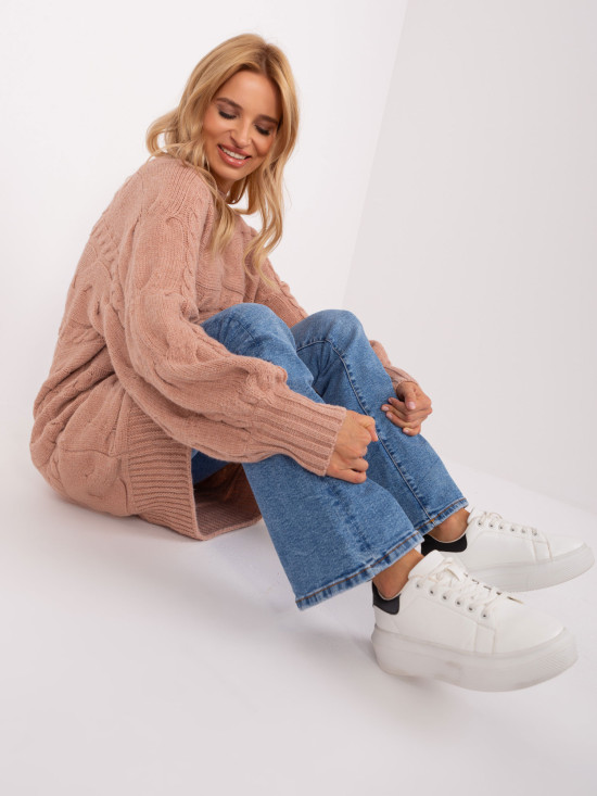 Starorůžové oversize pletené šaty/pulovr