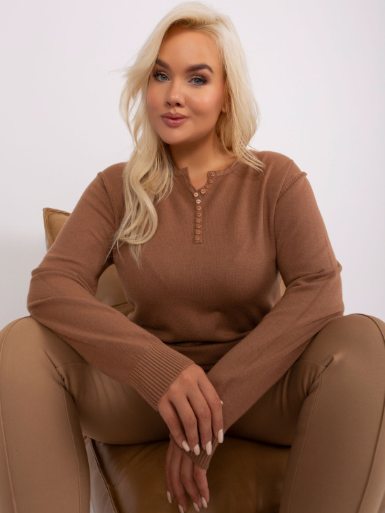 Camel dámský svetr plus size s viskózou