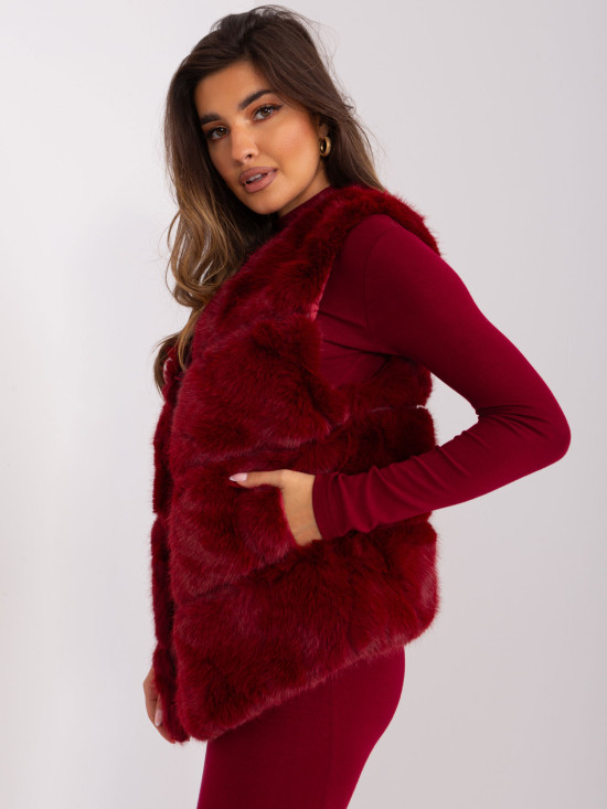 Bordová asymetrická dámská vesta