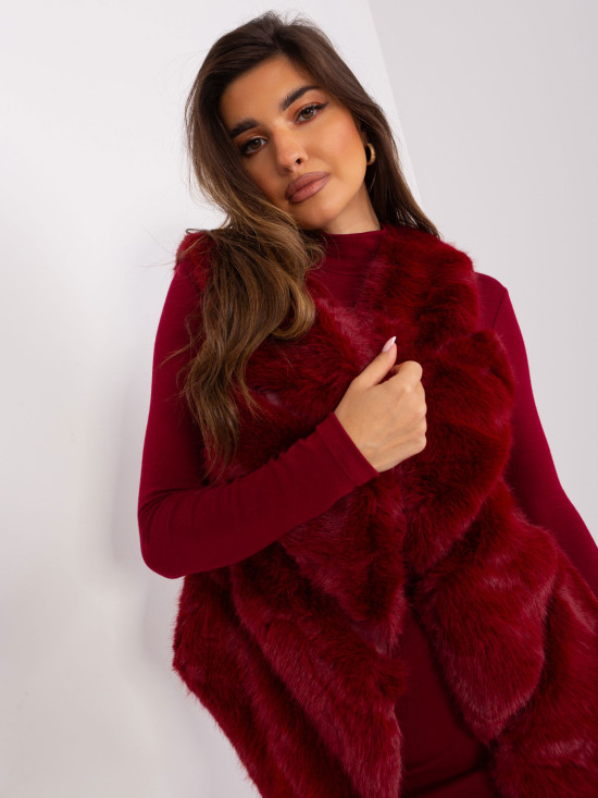 Bordová asymetrická dámská vesta