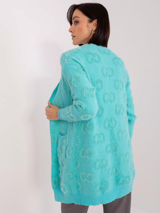 Mátový kardigan s vzorem