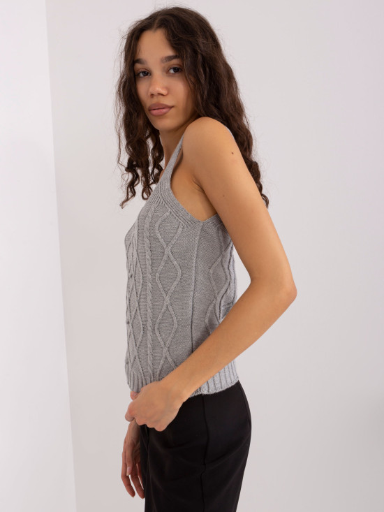 Šedý pletený komplet s vlnou