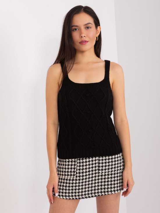 Černý pletený komplet s dlouhými rukávy