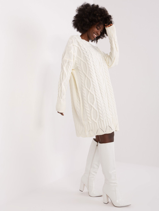 Pletené midi šaty v ecru